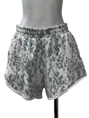 White Blue Printed Sweat Short