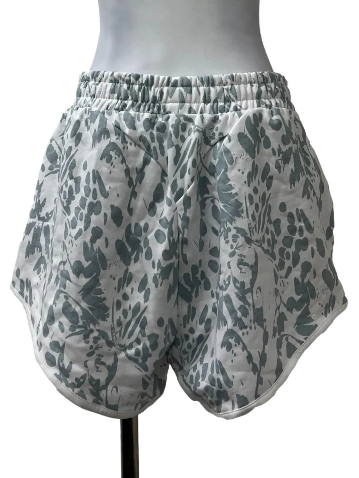 White Blue Printed Sweat Short