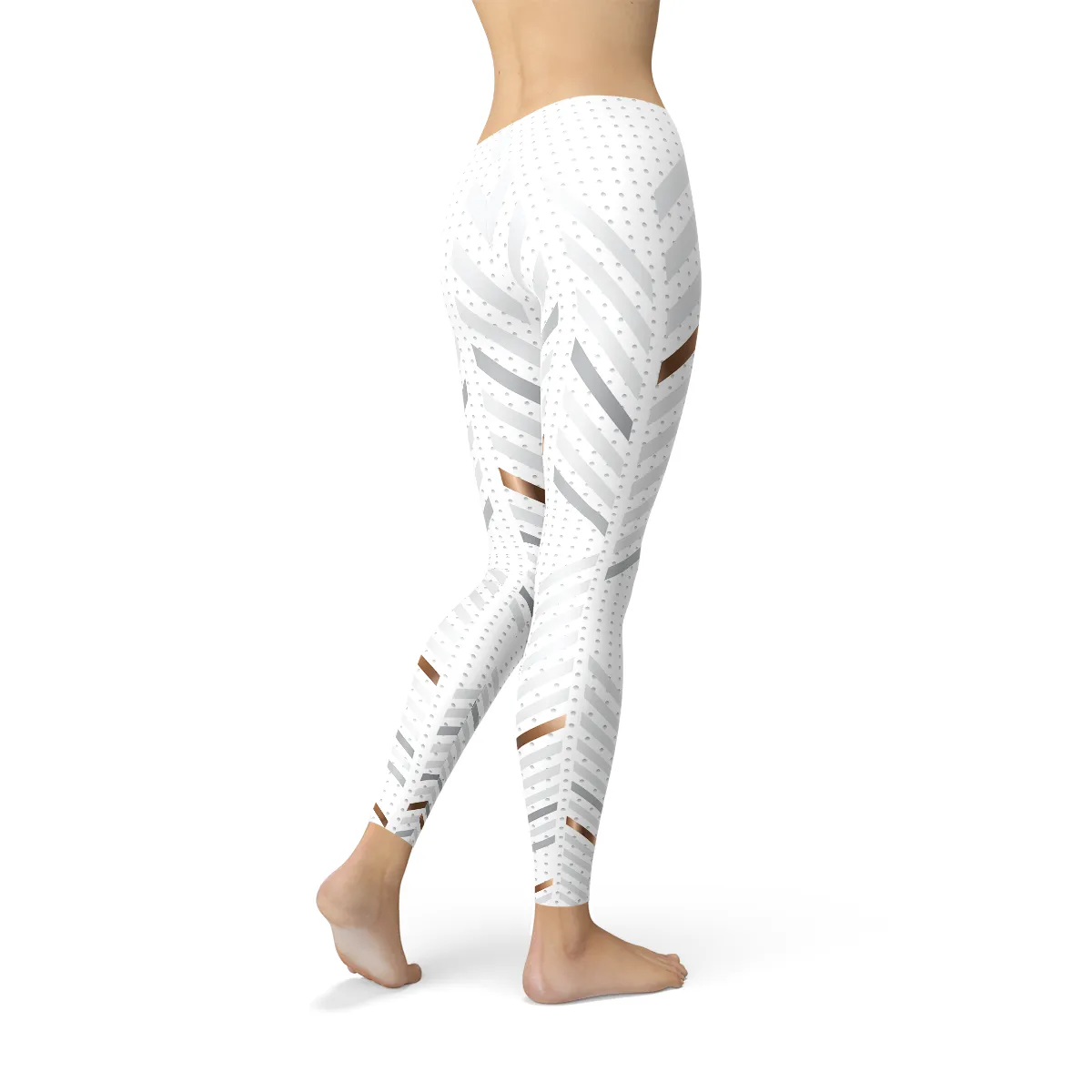 White Bold Stripe Motion Leggings