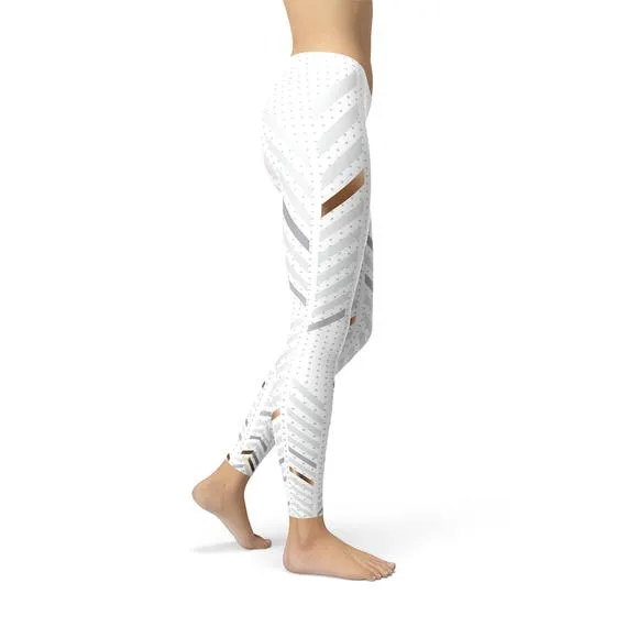 White Bold Stripe Motion Leggings