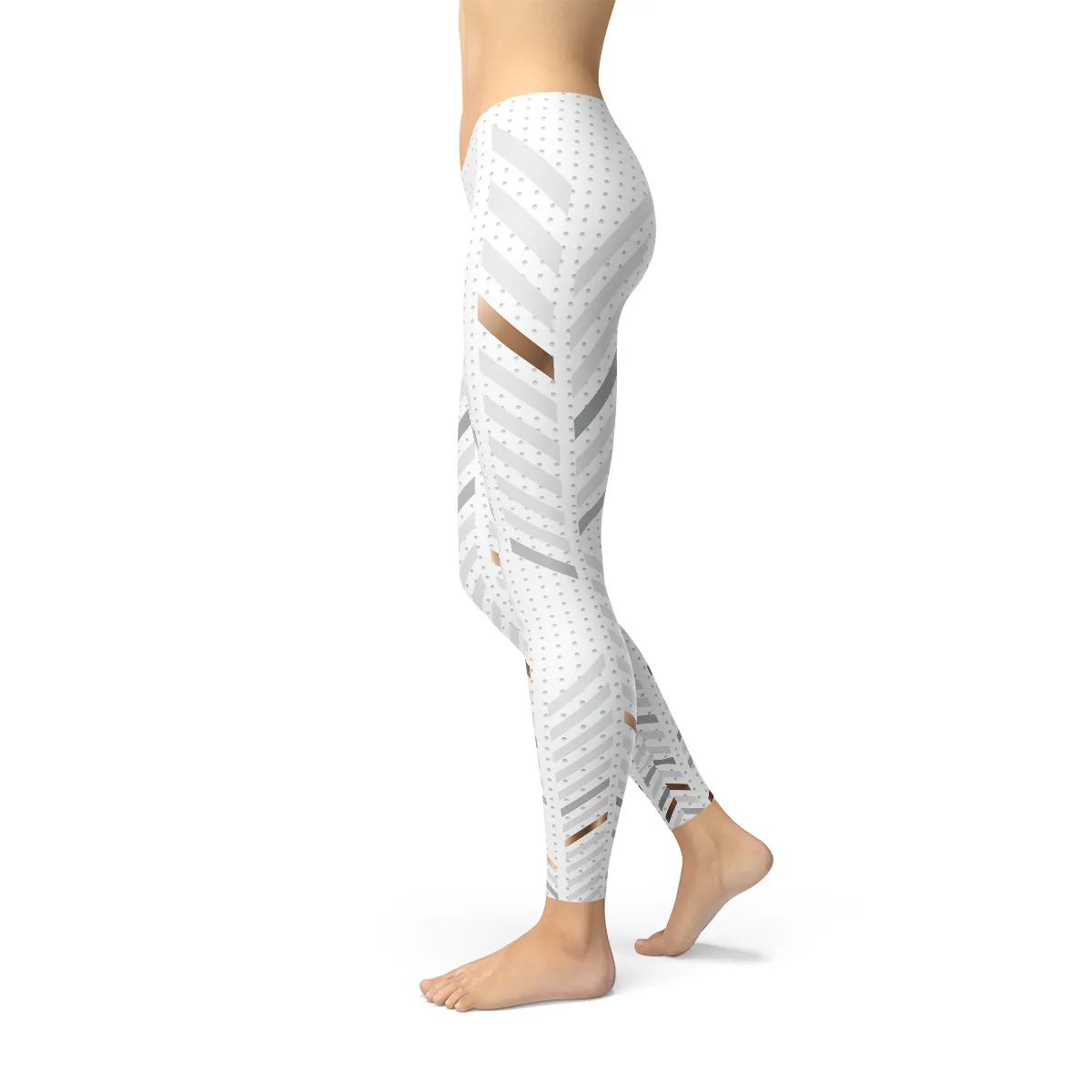 White Bold Stripe Motion Leggings