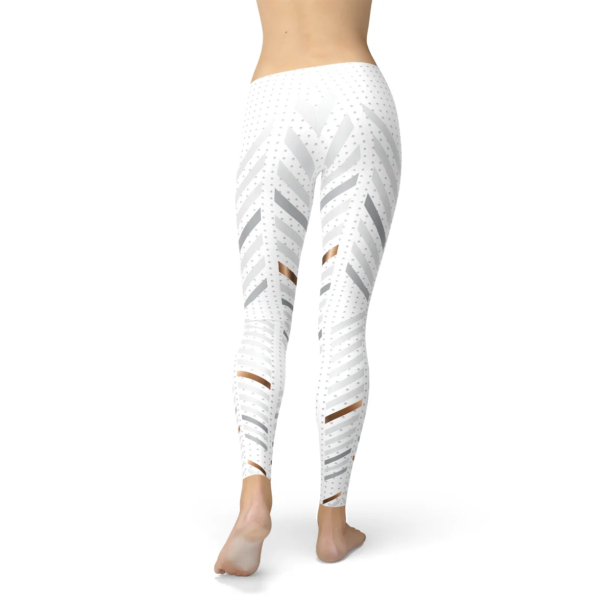 White Bold Stripe Motion Leggings