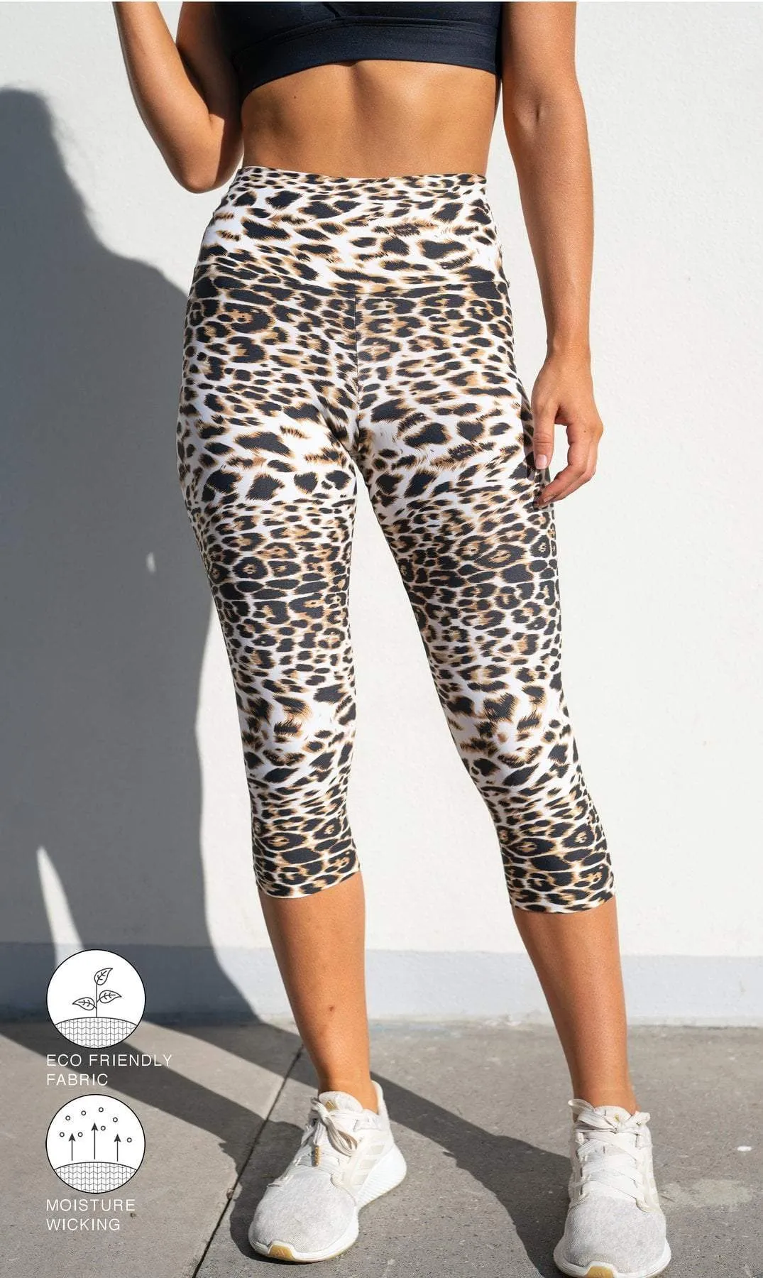 White Cheetah Capri Leggings