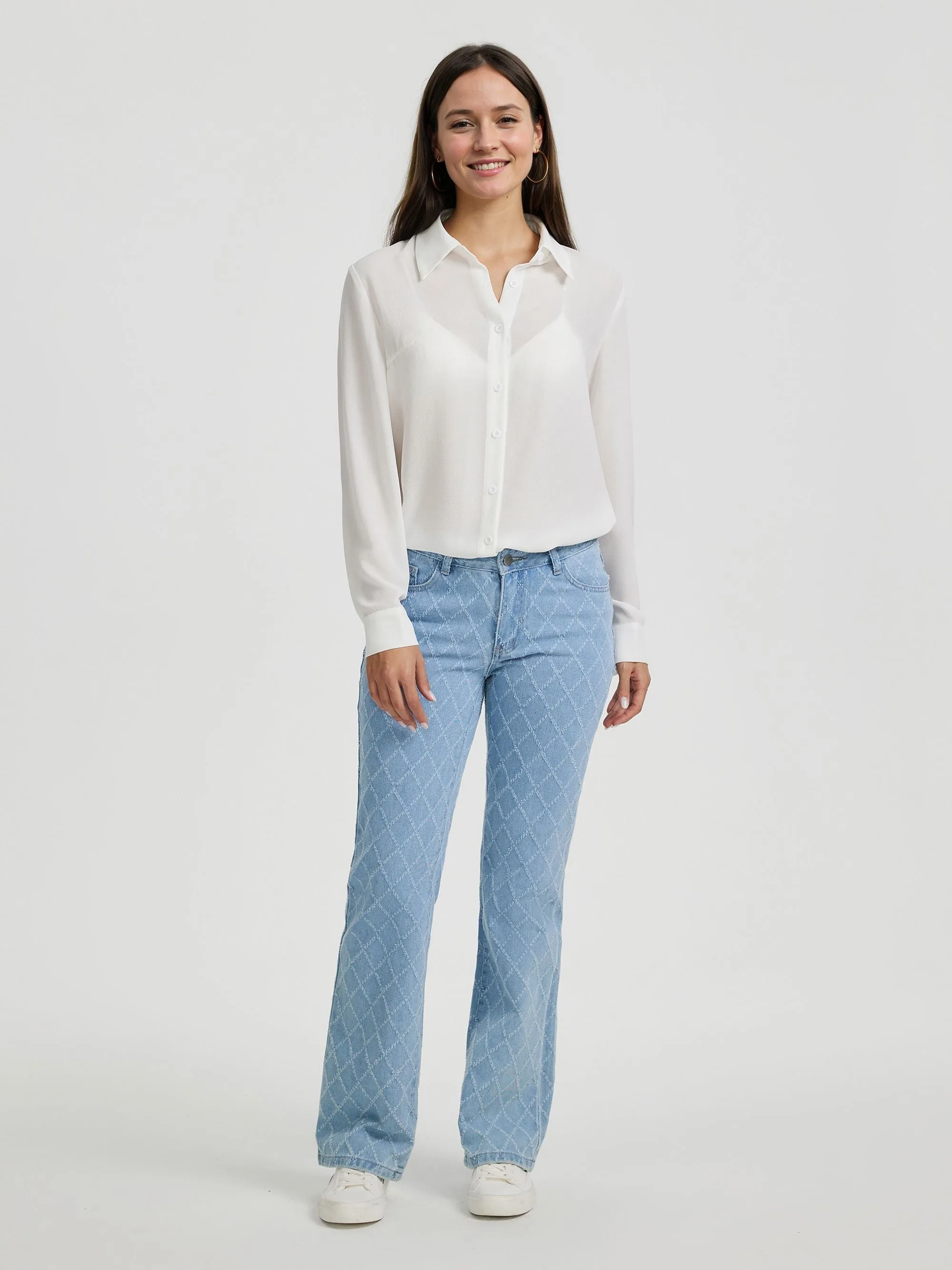 White Front Buttoned Full Sleeve Shirt