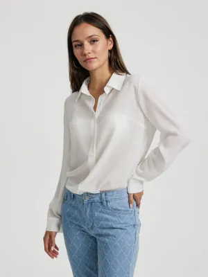 White Front Buttoned Full Sleeve Shirt