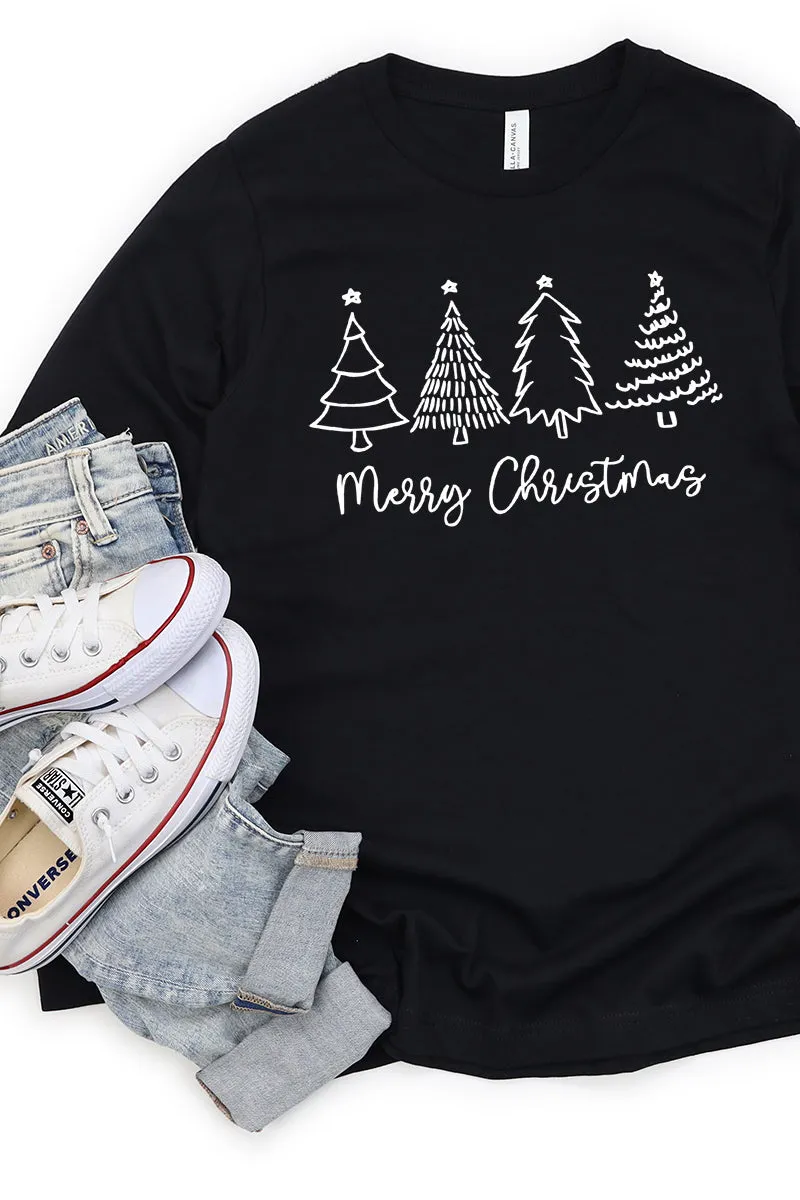 White Merry Christmas Tree Unisex Dri-Power Long-Sleeve 50/50 Tee