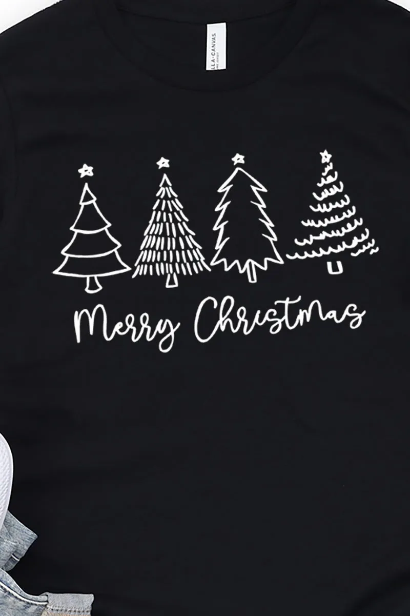 White Merry Christmas Tree Unisex Dri-Power Long-Sleeve 50/50 Tee