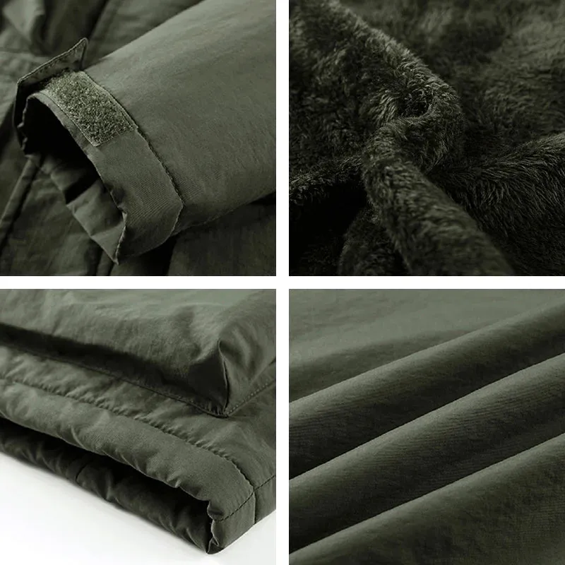 Winter New Men Fleece Warm Thick Jacket Mens Fashion Hooded Waterproof Coat Autumn Windproof Classic Casual Tactical Jacket Male