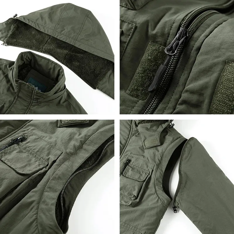Winter New Men Fleece Warm Thick Jacket Mens Fashion Hooded Waterproof Coat Autumn Windproof Classic Casual Tactical Jacket Male