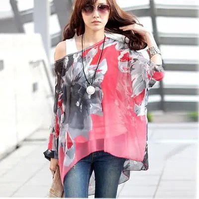 Women Blouses Fashion Womens Casual Chiffon Blouse Style 4XL 5XL 6XL Plus Size Women Chiffon Shirts Tops