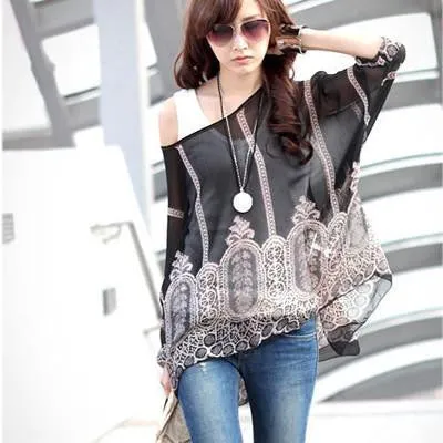 Women Blouses Fashion Womens Casual Chiffon Blouse Style 4XL 5XL 6XL Plus Size Women Chiffon Shirts Tops