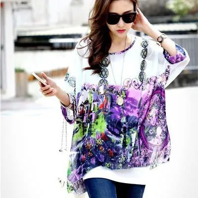 Women Blouses Fashion Womens Casual Chiffon Blouse Style 4XL 5XL 6XL Plus Size Women Chiffon Shirts Tops