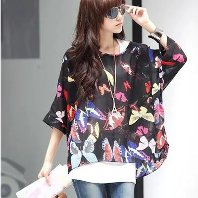 Women Blouses Fashion Womens Casual Chiffon Blouse Style 4XL 5XL 6XL Plus Size Women Chiffon Shirts Tops
