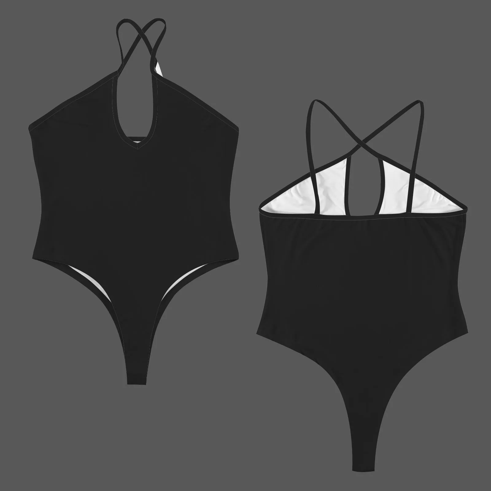 women halter neck cross bodysuit
