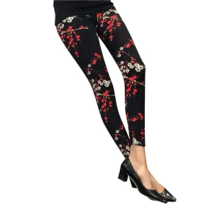 Women Leggings Ninth Casual Pants Plaid Flowers Print Fitness Leggings Women Slim Leggings Flower Leggins