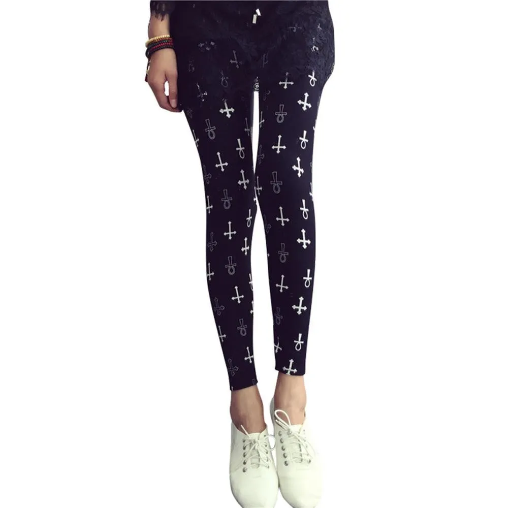 Women Leggings Ninth Casual Pants Plaid Flowers Print Fitness Leggings Women Slim Leggings Flower Leggins