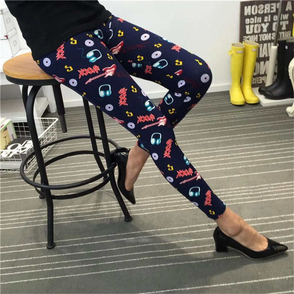 Women Leggings Ninth Casual Pants Plaid Flowers Print Fitness Leggings Women Slim Leggings Flower Leggins
