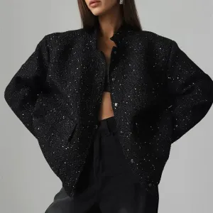 Women New in Spring Autumn Women Outwears Luxury Oversize Sequin Jackets Loose Chic Elegant Female Coats Outfits Woman Clothes