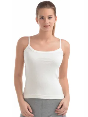 Women White Solid Thermal Tank Top-L/SPAGATHI-WH