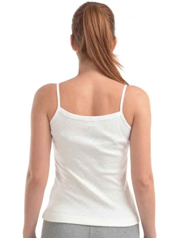Women White Solid Thermal Tank Top-L/SPAGATHI-WH