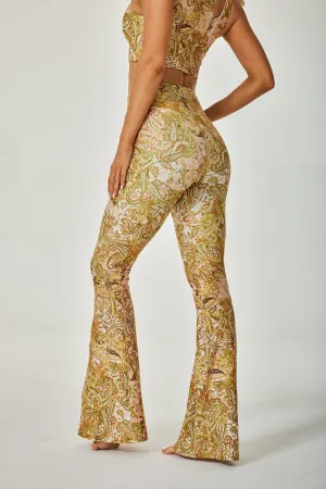 Women's Boho Paisley High Waist Flare Leggings – Stretchy Bell Bottom Yoga Pants for Fitness and Everyday Style