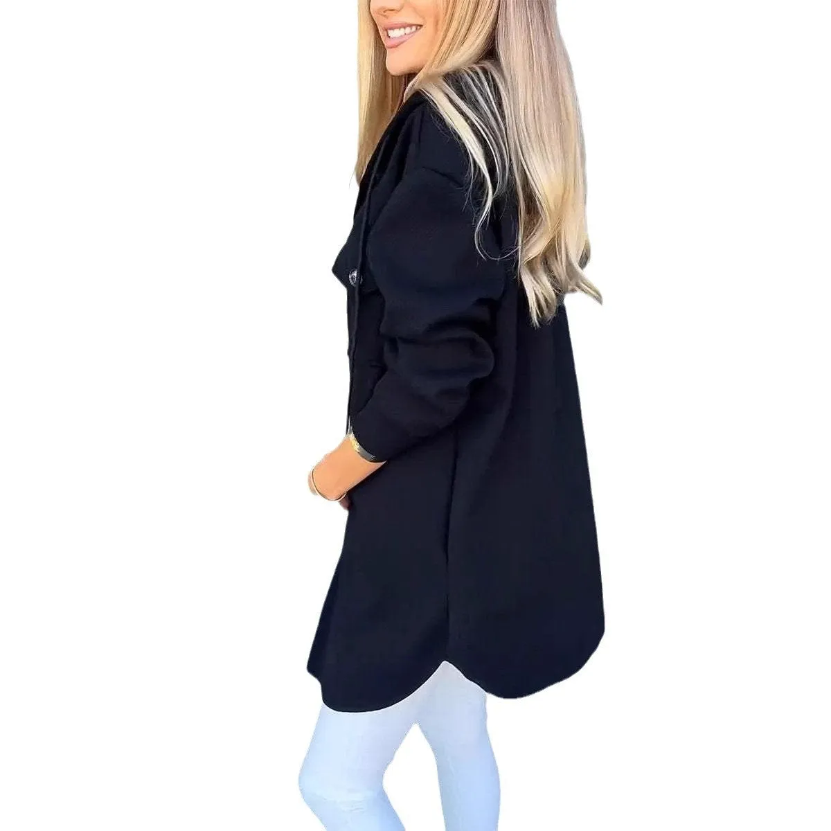 Women's Long Sleeve Hooded Twill Winter Jacket with Pockets