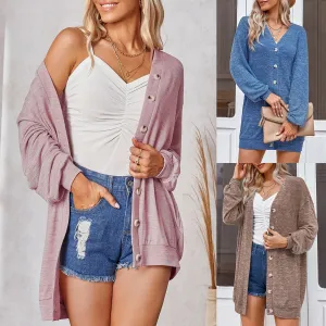 Women’s Loose Fitting Long Sleeved Button Down Cardigan