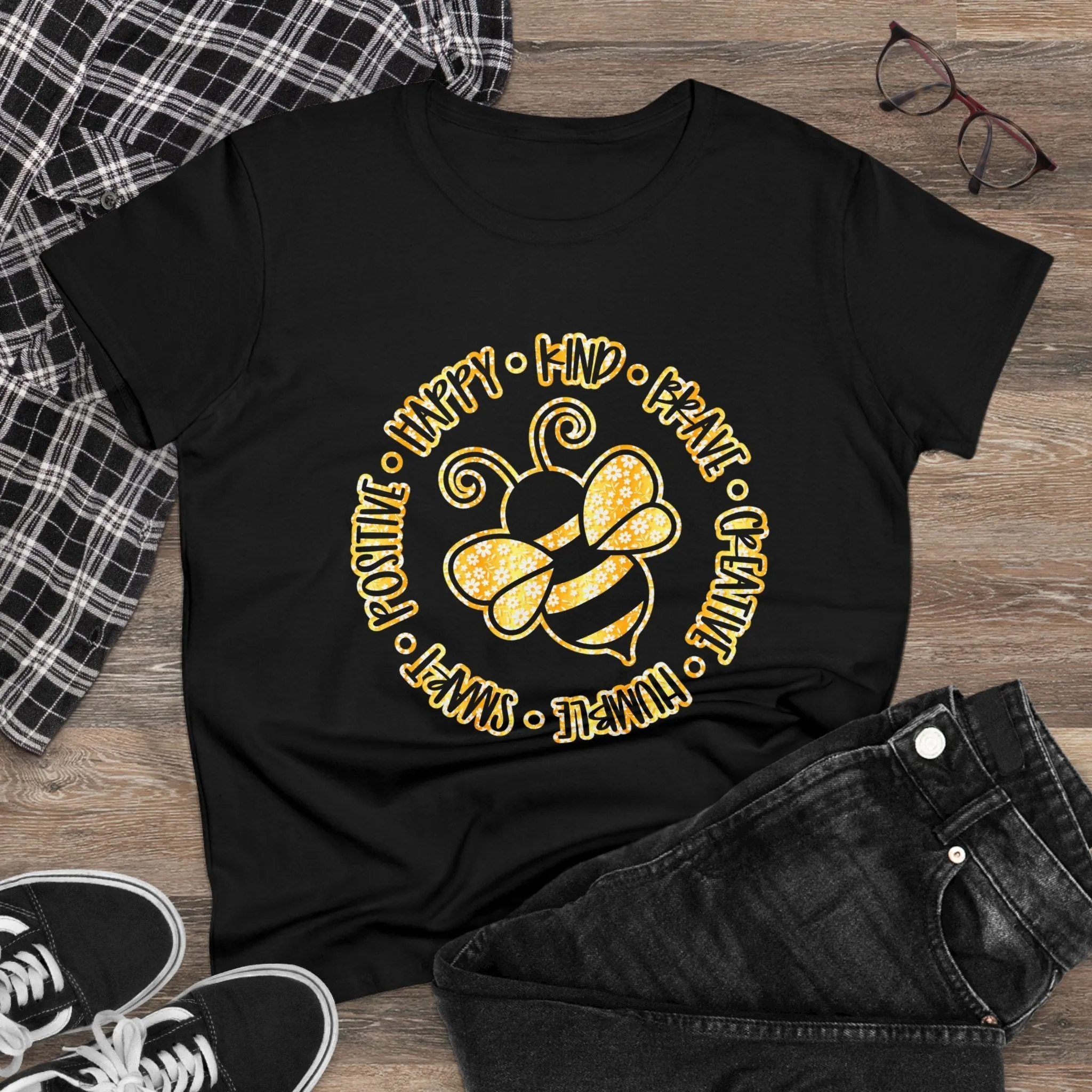 Women's Midweight Cotton Tee-Circle Bee