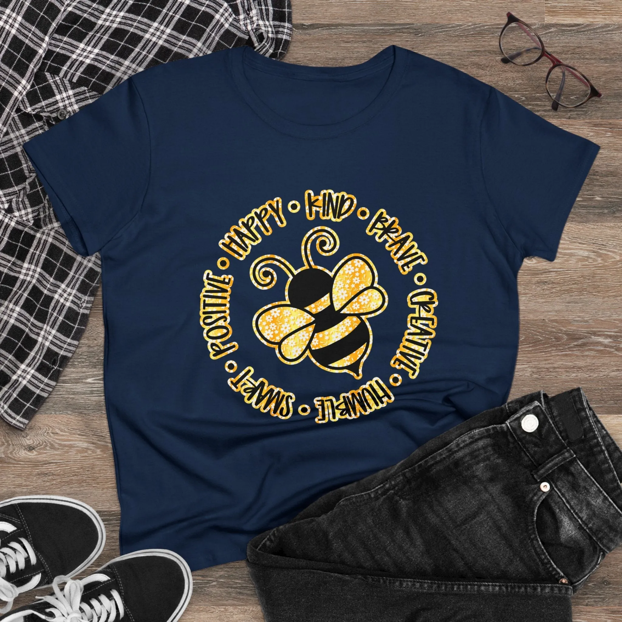 Women's Midweight Cotton Tee-Circle Bee
