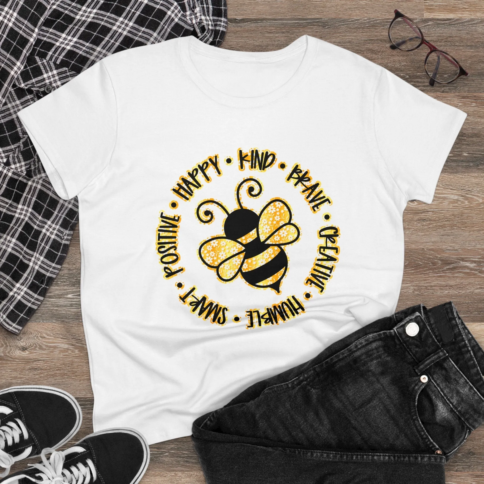Women's Midweight Cotton Tee-Circle Bee