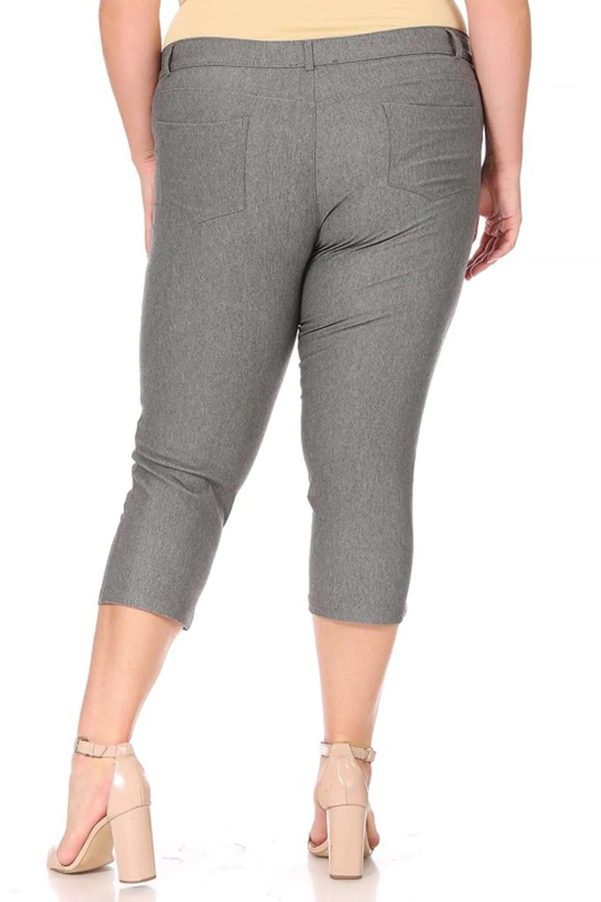 Women's Plus Size Casual Comfy Slim Pocket Jeggings Jeans Capri Pants