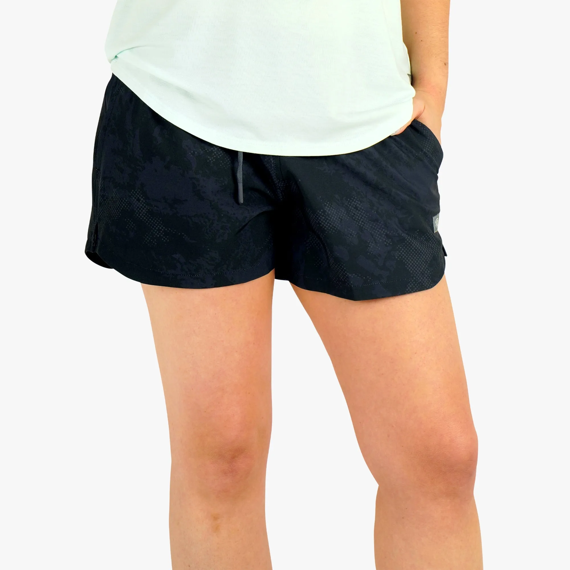 Women's Printed Strike Shorts | Black Storm Camo