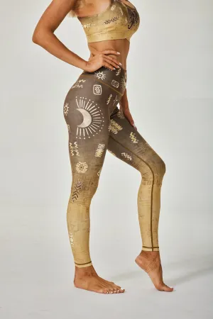 Women's Seamless High-Waisted Leggings with Sun and Moon Print – Stretch Yoga Tights for Fitness, Running, and Lounge