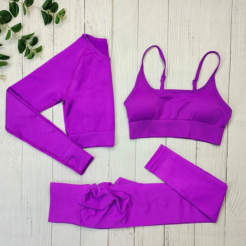 Women's Seamless Yoga Clothes Fitness Suit - Gym Clothing Workout Set with Push Up Leggings, Sports Wear Outfit