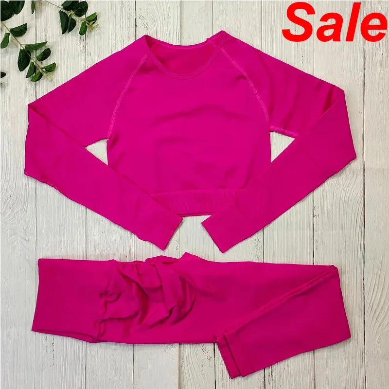 Women's Seamless Yoga Clothes Fitness Suit - Gym Clothing Workout Set with Push Up Leggings, Sports Wear Outfit