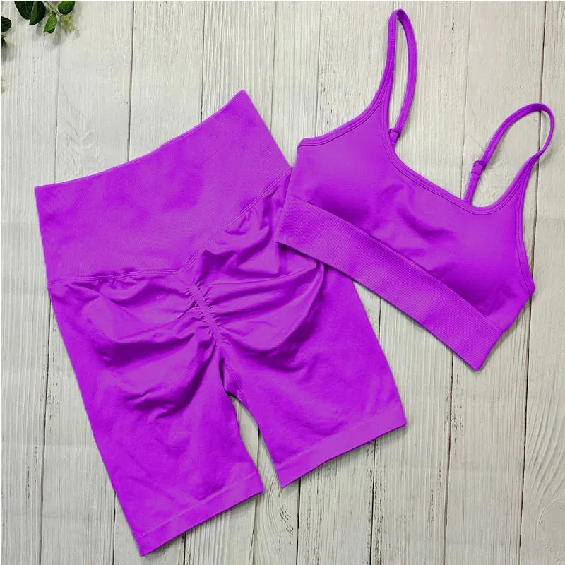 Women's Seamless Yoga Clothes Fitness Suit - Gym Clothing Workout Set with Push Up Leggings, Sports Wear Outfit