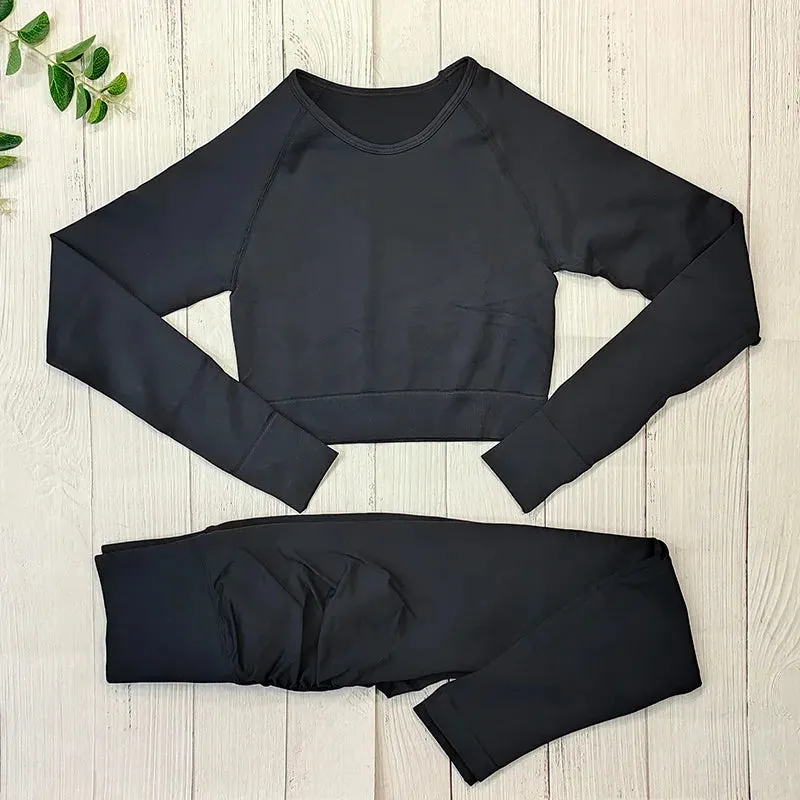 Women's Seamless Yoga Clothes Fitness Suit - Gym Clothing Workout Set with Push Up Leggings, Sports Wear Outfit