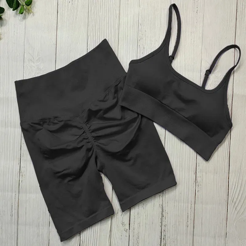 Women's Seamless Yoga Clothes Fitness Suit - Gym Clothing Workout Set with Push Up Leggings, Sports Wear Outfit