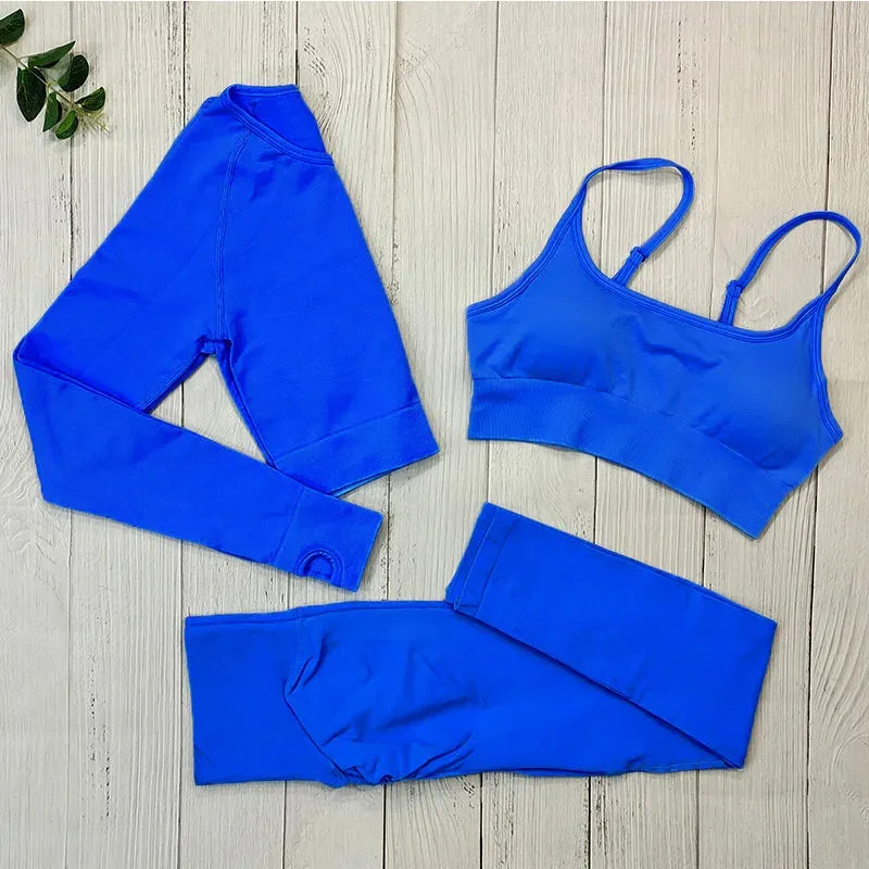 Women's Seamless Yoga Clothes Fitness Suit - Gym Clothing Workout Set with Push Up Leggings, Sports Wear Outfit