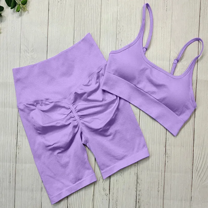 Women's Seamless Yoga Clothes Fitness Suit - Gym Clothing Workout Set with Push Up Leggings, Sports Wear Outfit