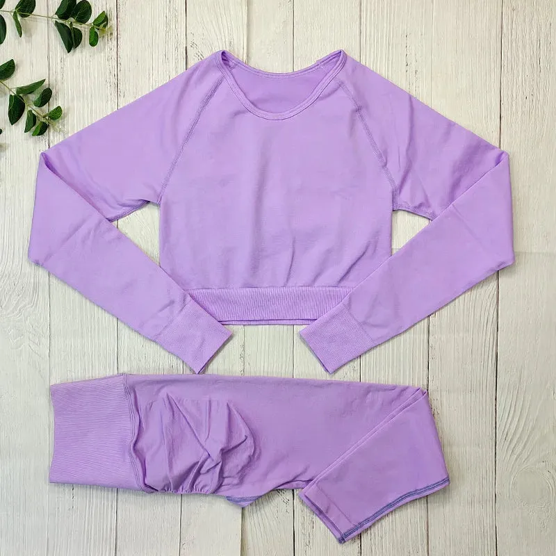 Women's Seamless Yoga Clothes Fitness Suit - Gym Clothing Workout Set with Push Up Leggings, Sports Wear Outfit
