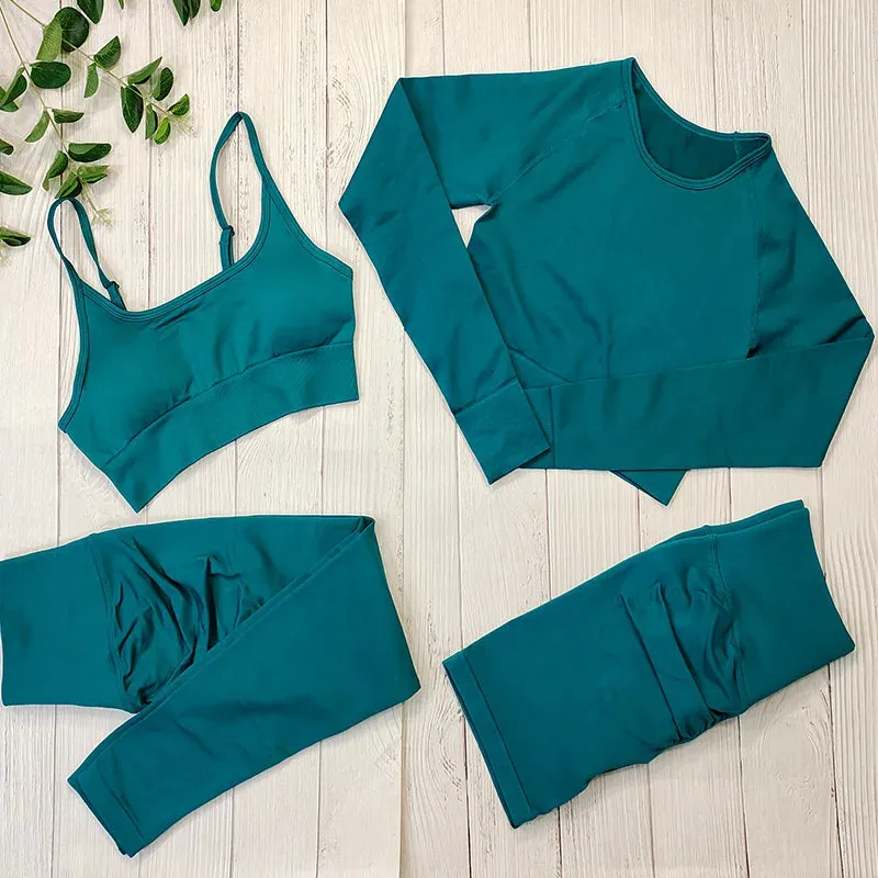 Women's Seamless Yoga Clothes Fitness Suit - Gym Clothing Workout Set with Push Up Leggings, Sports Wear Outfit