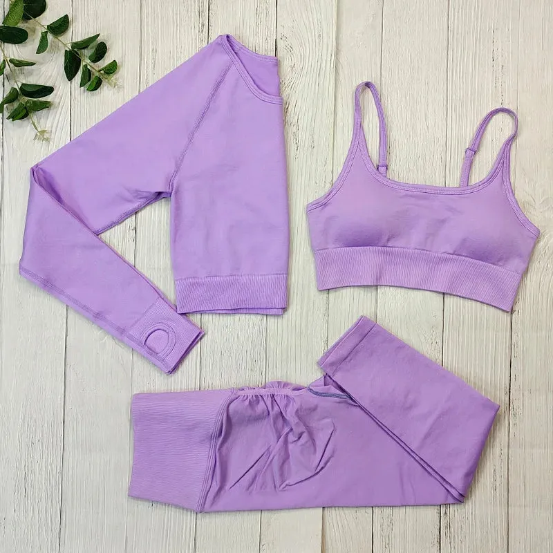 Women's Seamless Yoga Clothes Fitness Suit - Gym Clothing Workout Set with Push Up Leggings, Sports Wear Outfit
