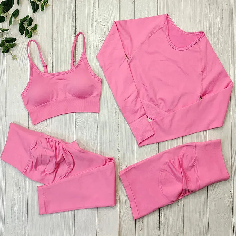 Women's Seamless Yoga Clothes Fitness Suit - Gym Clothing Workout Set with Push Up Leggings, Sports Wear Outfit