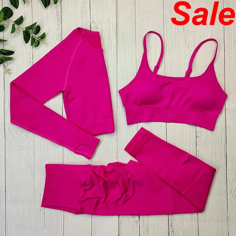 Women's Seamless Yoga Clothes Fitness Suit - Gym Clothing Workout Set with Push Up Leggings, Sports Wear Outfit
