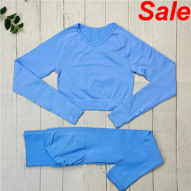 Women's Seamless Yoga Clothes Fitness Suit - Gym Clothing Workout Set with Push Up Leggings, Sports Wear Outfit