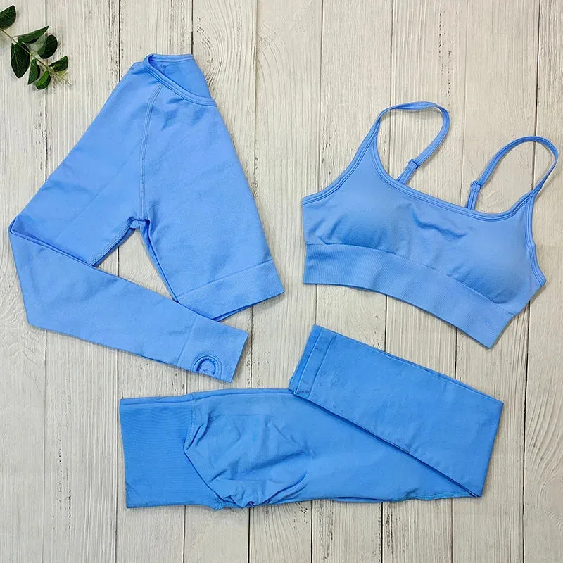 Women's Seamless Yoga Clothes Fitness Suit - Gym Clothing Workout Set with Push Up Leggings, Sports Wear Outfit
