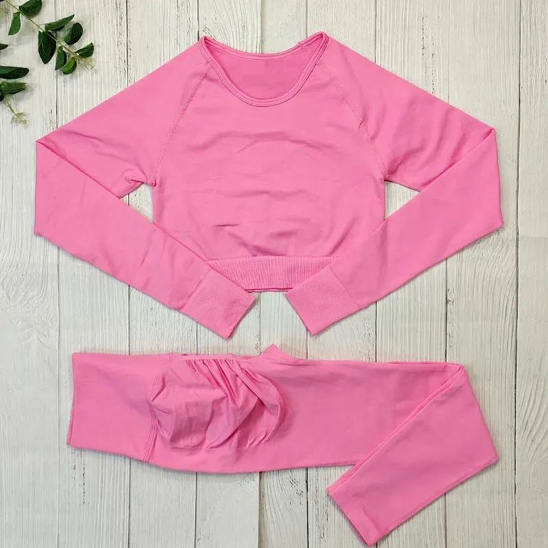 Women's Seamless Yoga Clothes Fitness Suit - Gym Clothing Workout Set with Push Up Leggings, Sports Wear Outfit