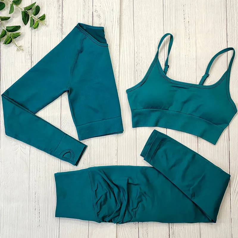Women's Seamless Yoga Clothes Fitness Suit - Gym Clothing Workout Set with Push Up Leggings, Sports Wear Outfit