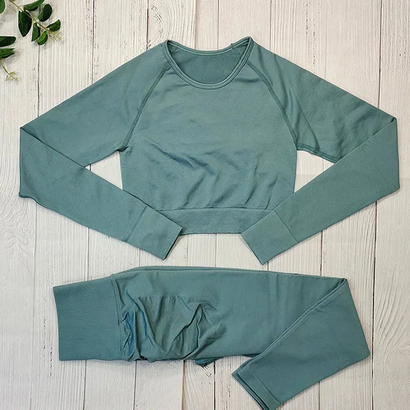 Women's Seamless Yoga Clothes Fitness Suit - Gym Clothing Workout Set with Push Up Leggings, Sports Wear Outfit